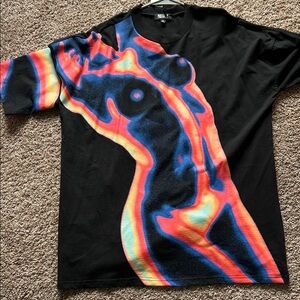 Black Dollskill Oversized Shirt with Vibrant Abstract Design